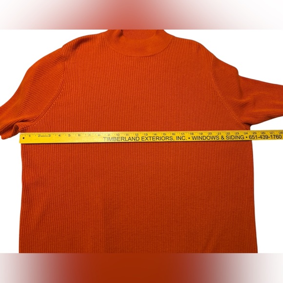 Studio Works Sweater Women's 2X 100% Acrylic Ribbed Knit Orange Short Sleeve EUC - Picture 8 of 8
